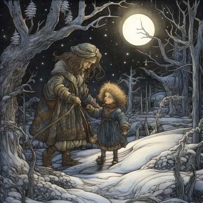mother and child in the snow