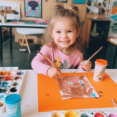 preschooler making a self portrait