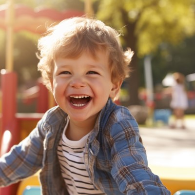 preschool boy playing happily
